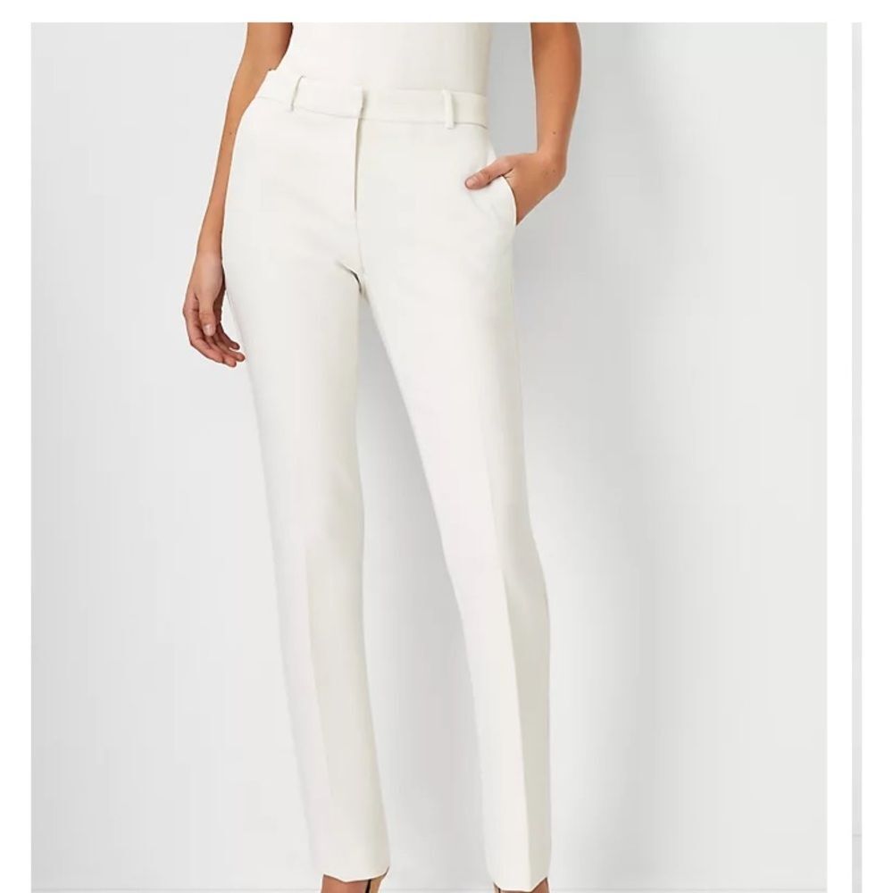 Ann Taylor Winter White Ponte Knit Sophia Straight Leg Trouser Pants NEW 10P